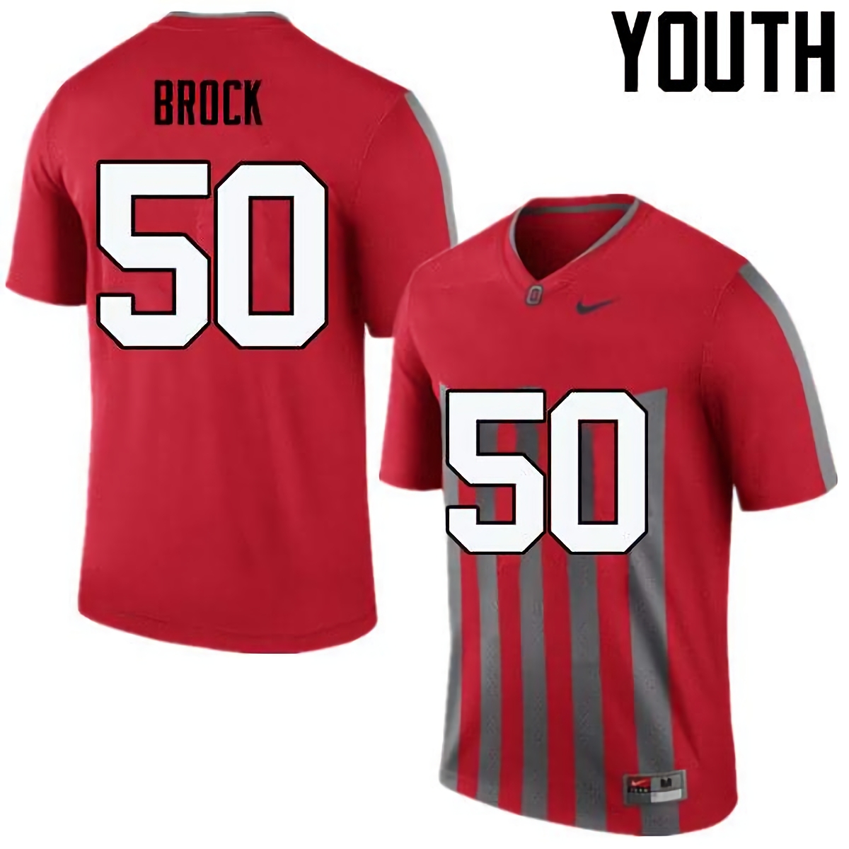 Nathan Brock Ohio State Buckeyes Youth NCAA #50 Nike Throwback Red College Stitched Football Jersey EIC4556UZ
